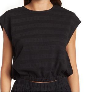 Madewell Black Pointelle Crop Top Sz L